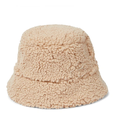 Shop Ruslan Baginskiy Faux Shearling Bucket Hat In Beige