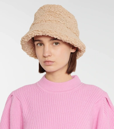 Shop Ruslan Baginskiy Faux Shearling Bucket Hat In Beige