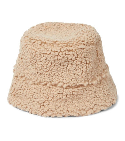 Shop Ruslan Baginskiy Faux Shearling Bucket Hat In Beige