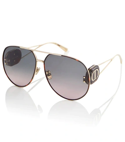 Shop Dior Bobby A1u Aviator Sunglasses In Nickeltin/gradient