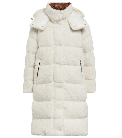 Shop Moncler Hainardia Faux Fur Down Coat In White