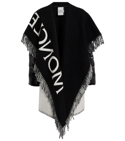 Shop Moncler Wool-blend Cape In Blackwhite