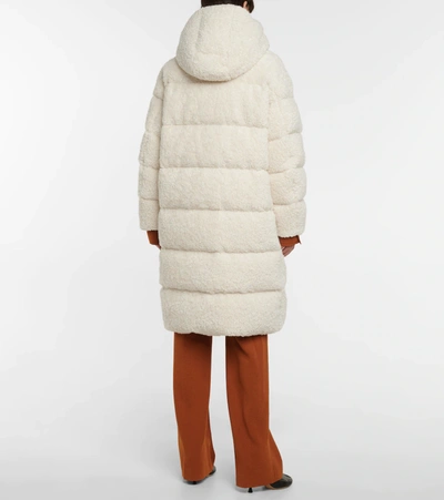 Shop Moncler Hainardia Faux Fur Down Coat In White