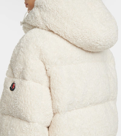 Shop Moncler Hainardia Faux Fur Down Coat In White