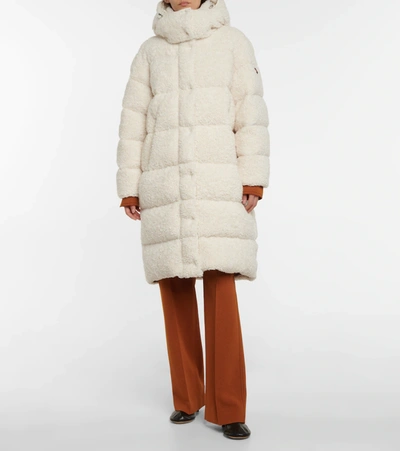 Shop Moncler Hainardia Faux Fur Down Coat In White