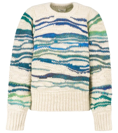 Serena Striped Wool-blend Sweater In Beige/blue