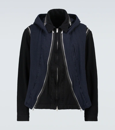 Shop Undercover Multi-zip Wool Jacket In Black