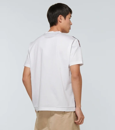 Shop Junya Watanabe Printed Cotton T-shirt In White X Navy