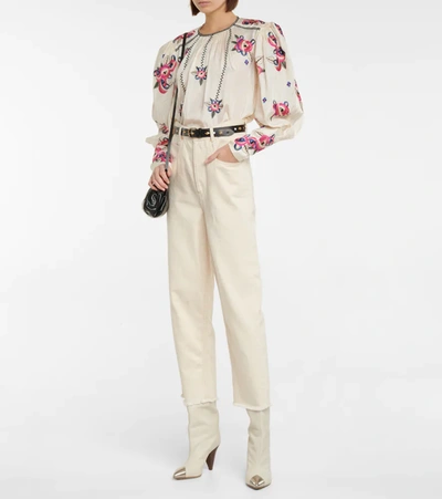 Shop Isabel Marant Ciameli Floral Silk Blouse In Ecru