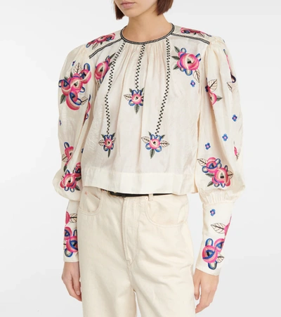 Shop Isabel Marant Ciameli Floral Silk Blouse In Ecru