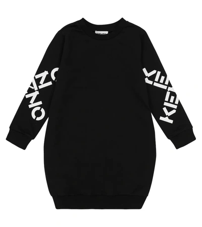 Shop Kenzo Logo Cotton Sweatshirt Dress In Black