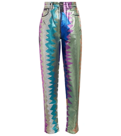 Shop Dolce & Gabbana High-rise Printed Straight Jeans In Variante Abbinata