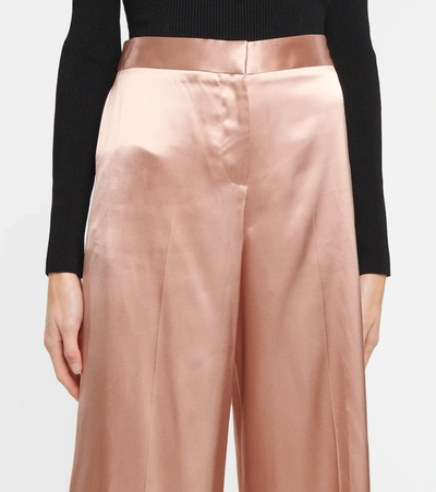 Shop Alexander Mcqueen High-rise Wide-leg Pants In Rose Gold