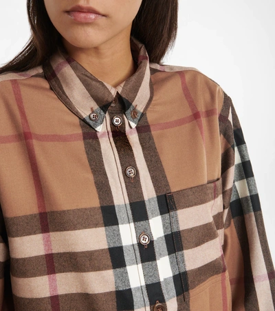 Shop Burberry Checked Wool Shirt In Birch Brown Ip Chk