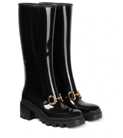 Shop Gucci Horsebit Rubber Knee-high Boots In Black