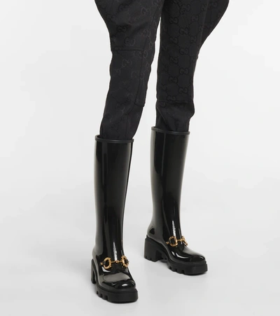 Shop Gucci Horsebit Rubber Knee-high Boots In Black