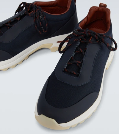 Shop Loro Piana Trail Walk Sneakers In Navy