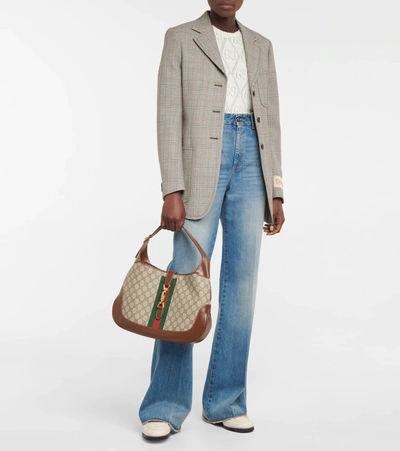 Shop Gucci Jackie 1961 Medium Shoulder Bag In Be.ebon/br.sugar/vrv