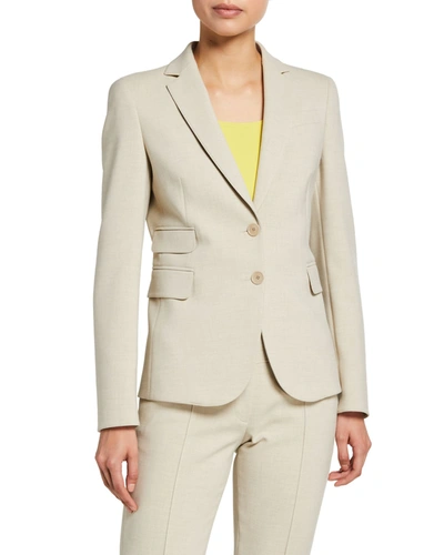 Shop Akris Punto Pebbled Crepe Blazer Jacket In Beige