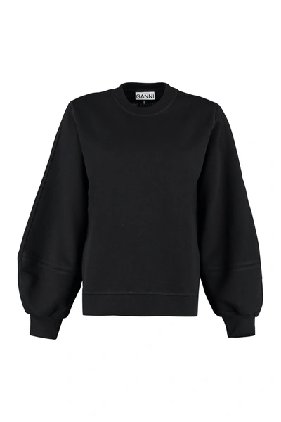 Shop Ganni Software Isoli Puff Sleeve Sweatshirt In Black