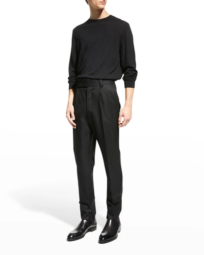 Shop Ermenegildo Zegna Men's Wool Crew Sweater In Blk Sld