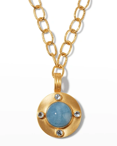 Shop Dina Mackney Aquamarine Toggle Pendant Necklace Set In Gold