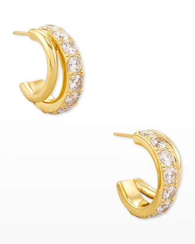 Shop Kendra Scott Livy Huggie Earrings In Gold Metal