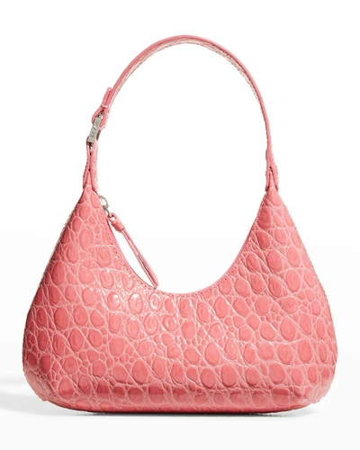 Shop By Far Baby Amber Circular Croco Top-handle Bag In Venus