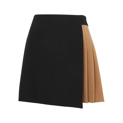 Shop Alice And Olivia Toni Black Panelled Mini Skirt In Black And Caramel