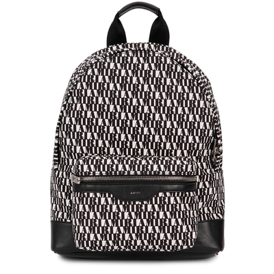 Shop Amiri Monochrome Logo Canvas Backpack In Black And White
