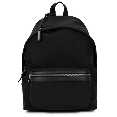 Shop Saint Laurent City Black Canvas Backpack
