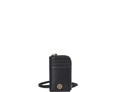 Shop Tory Burch Robinson Lanyard Wallet In Black