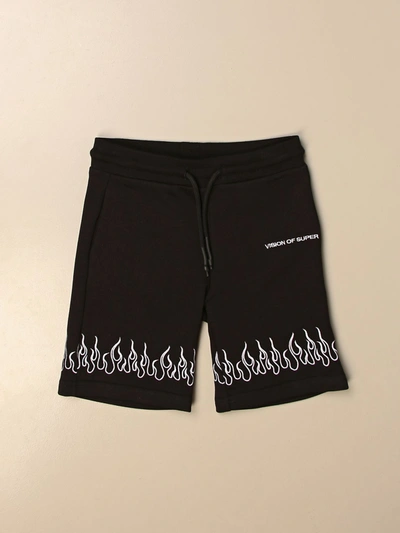 Shop Vision Of Super Jogging Shorts In Cotton With Flames In Black