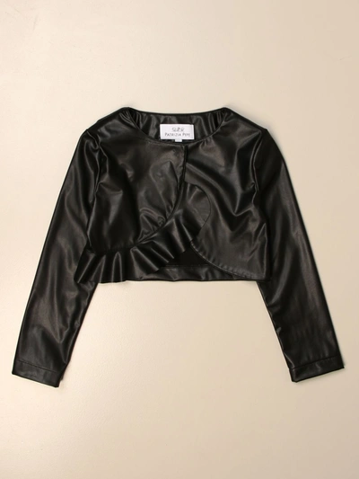 Shop Patrizia Pepe Cropped Cardigan In Synthetic Leather In Black