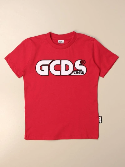 Shop Gcds Cotton T-shirt With Logo Print In Red