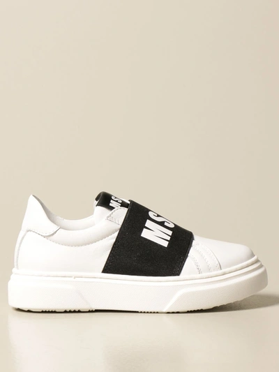 Msgm Teen Logo-print Slip-on Sneakers In White