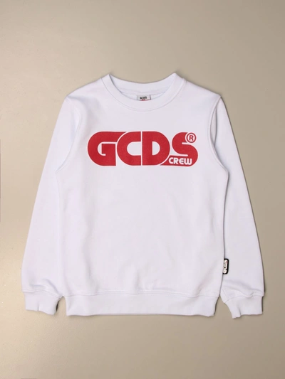 Shop Gcds Crewneck Sweatshirt With Logo In White