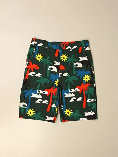 Shop Stella Mccartney Bermuda Shorts With Palm Print In Black