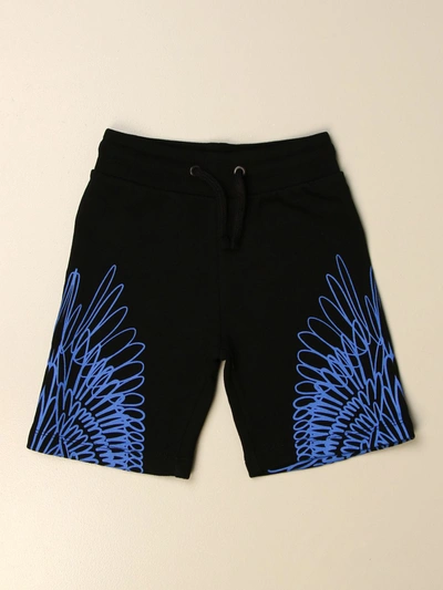 Shop Marcelo Burlon County Of Milan Cotton Jogging Shorts With Bird Feathers In Black