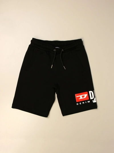 Shop Diesel Jogging Shorts In Cotton With Logo In Black