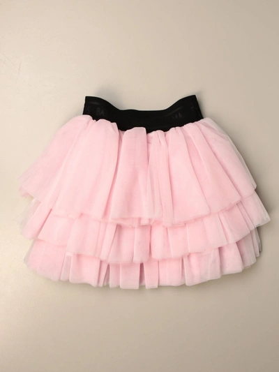 Shop Balmain Tulle Skirt With Flounces In Pink