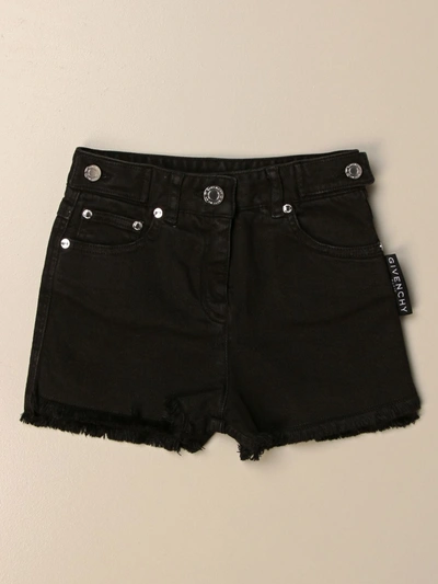 Shop Givenchy Denim Shorts With Big Logo In Black