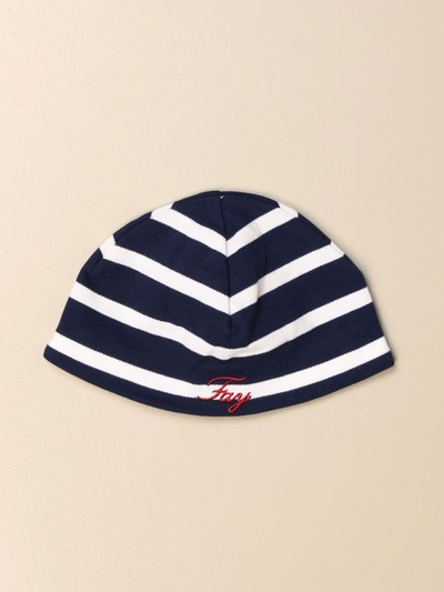 Shop Fay Striped  Beanie Hat In Blue