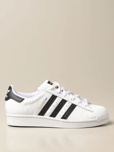 Shop Adidas Originals Superstar J  Sneakers In Leather In White