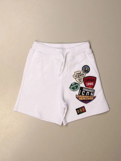 Shop Dsquared2 Junior Jogging Bermuda Shorts With Patches In White