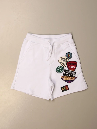 Dsquared2 Junior Jogging Bermuda Shorts With Patches In White