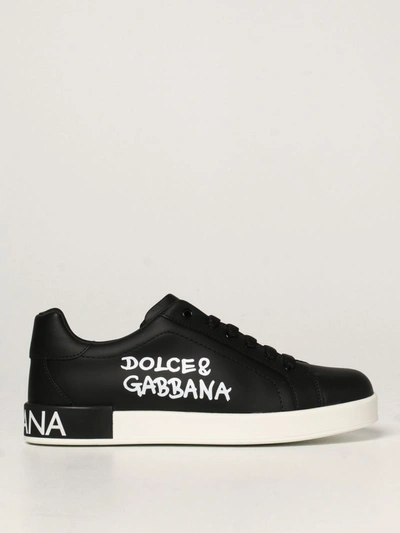 Shop Dolce & Gabbana Trainers In Leather In Black
