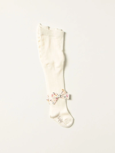 Shop Il Gufo Tights With Patterned Ribbons In White