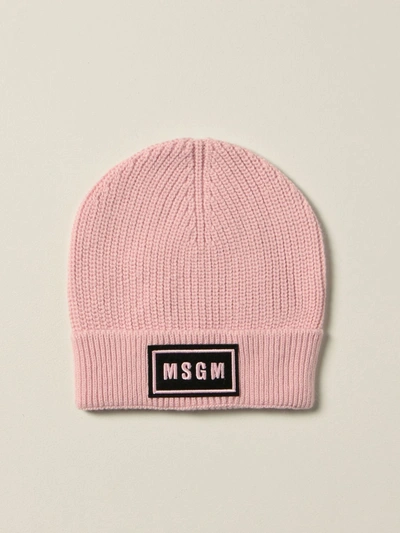 Shop Msgm Hat With Logo In Pink