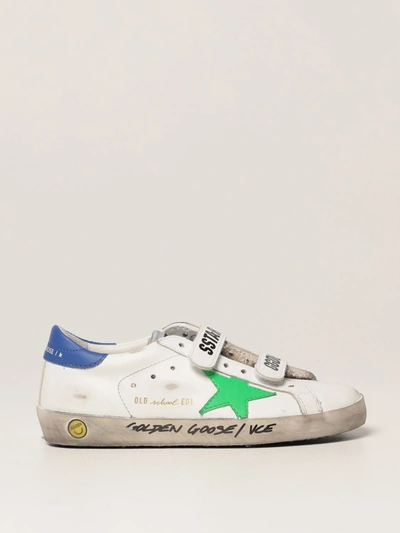 Shop Golden Goose Old School Trainers In Leather In White